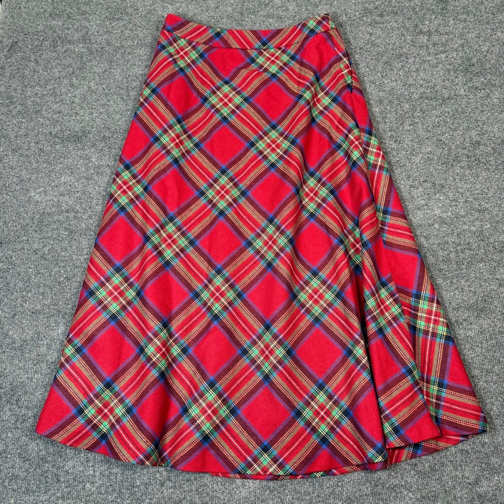 Boden Hayley Red Tartan Plaid Wool Blend A-Line Midi Skirt Womens US 6 Holiday - Picture 9 of 9